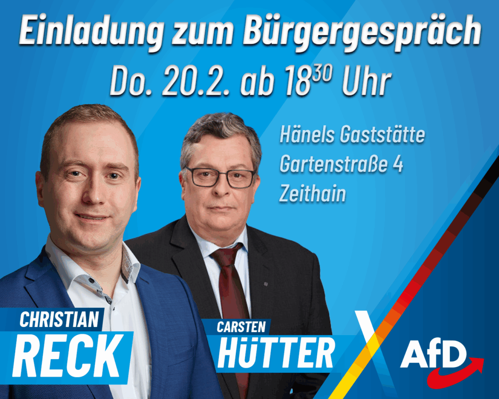 CR 250129a1 Einladung zum Bürgergespräch in Zeithain mit Carsten Hütter und mir