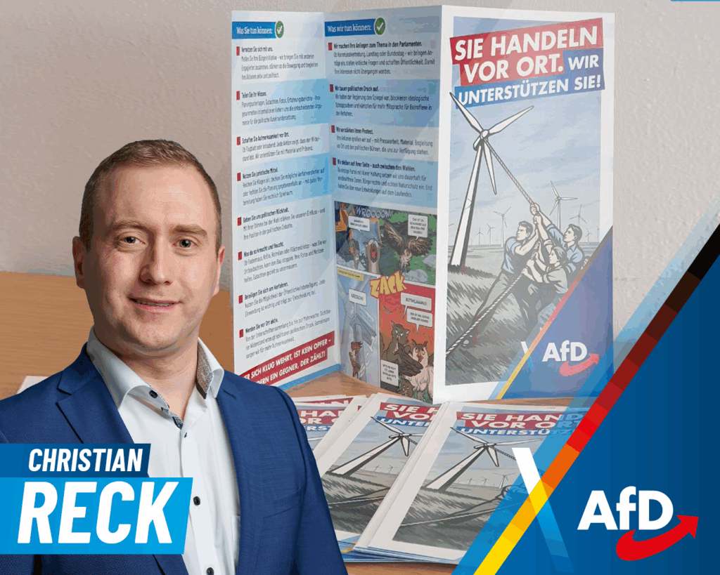 Christian Reck flyer Gemeinsamer Einsatz gegen Windkraft im Landkreis Meißen
