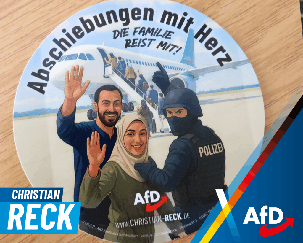Christian Reck AbschiebenAufkleber Von wegen, Abschiebung sei herzlos ;-)