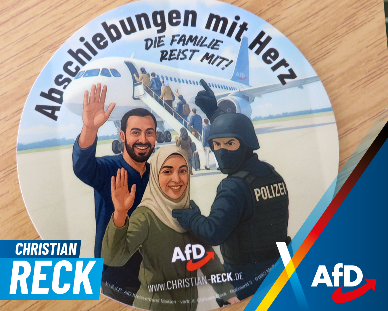 Christian Reck AbschiebenAufkleber Von wegen, Abschiebung sei herzlos ;-)