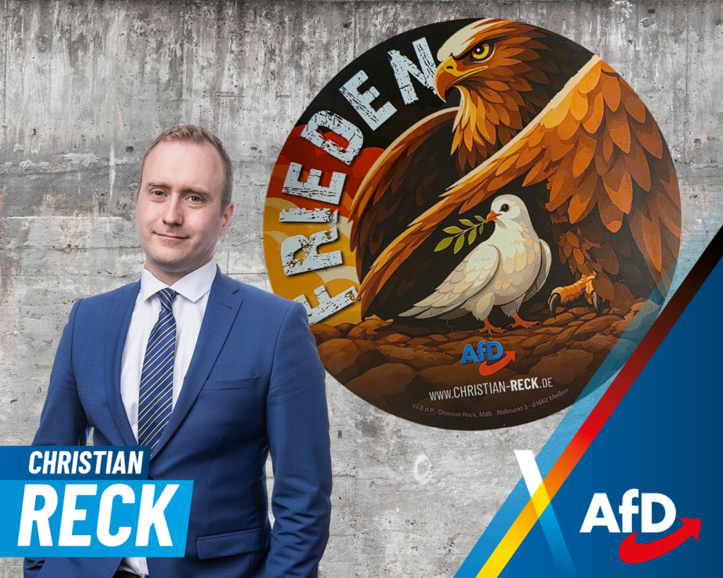 Christian Reck aufkleber Frieden bewahren heißt Verantwortung übernehmen