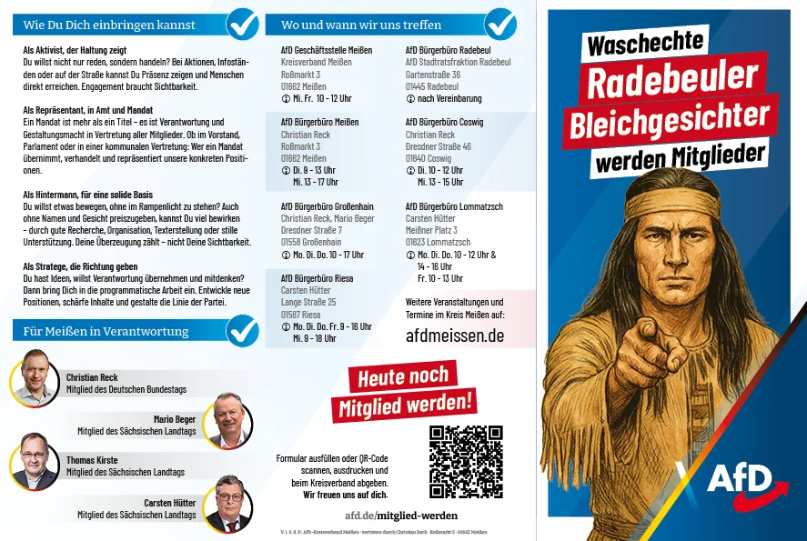 Flyer zur AfD-Mitgliedergewinnung im Landkreis Meißen